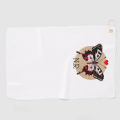 Schattige  Grunge Vlinder & Harten Monogrammed Golfhanddoek (Horizontaal)