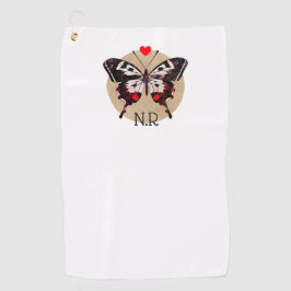 Schattige  Grunge Vlinder & Harten Monogrammed Golfhanddoek