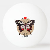 Schattige Grunge Vlinder & Harten Monogrammed Pingpongbal (Voorkant)