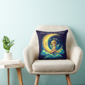 Schattige Guardian Angel Cherub en Moon Expression Kussen (Stoel)