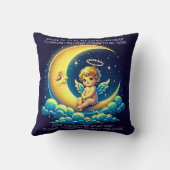 Schattige Guardian Angel Cherub en Moon Expression Kussen (Achterkant)