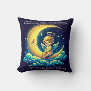 Schattige Guardian Angel Cherub en Moon Expression Kussen