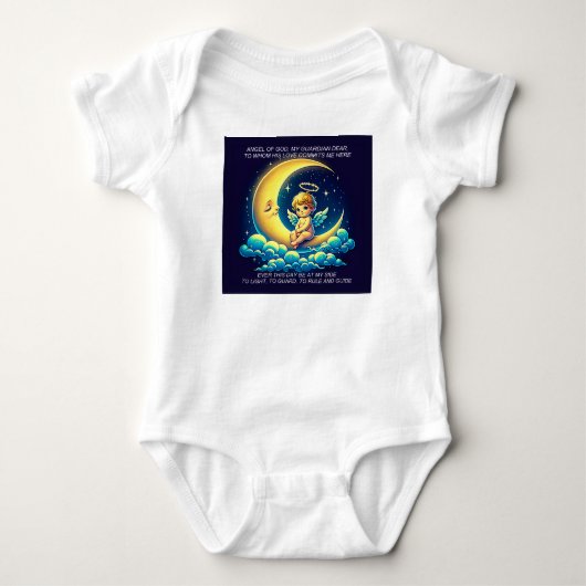 Schattige Guardian Angel Cherub en Moon Expression Romper (Voorkant)