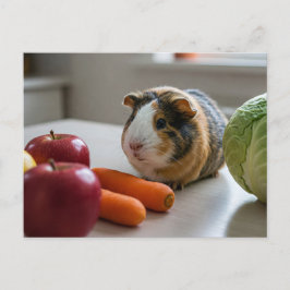 Schattige Guinea Pig Cavia Apple Carrot Briefkaart