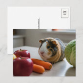 Schattige Guinea Pig Cavia Apple Carrot Briefkaart (Voorkant / Achterkant)