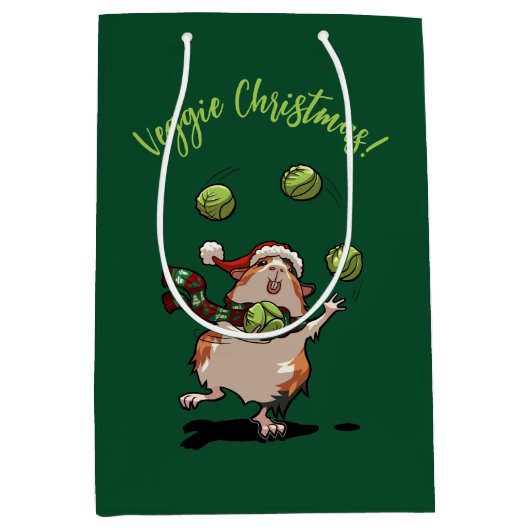 Schattige Guinea Pig Veggie Kerst! kiemjongleur Medium Cadeauzakje (Voorkant)