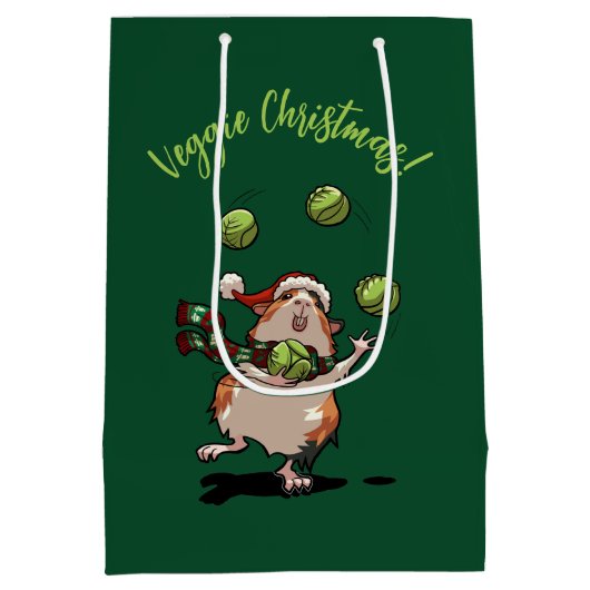 Schattige Guinea Pig Veggie Kerst! kiemjongleur Medium Cadeauzakje (Achterkant)