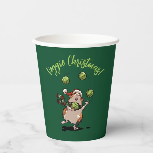 Schattige Guinea Pig Veggie Kerst! kiemjongleur Papieren Bekers (Voorkant)
