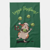 Schattige Guinea Pig Veggie Kerst! kiemjongleur Theedoek (Verticaal)