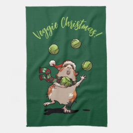 Schattige Guinea Pig Veggie Kerst! kiemjongleur Theedoek