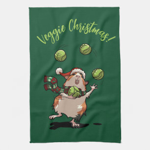 Schattige Guinea Pig Veggie Kerst! kiemjongleur Theedoek