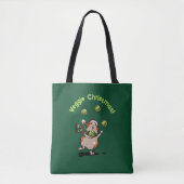 Schattige Guinea Pig Veggie Kerst! kiemjongleur Tote Bag (Voorkant)