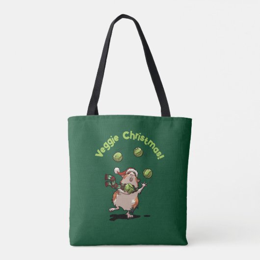 Schattige Guinea Pig Veggie Kerst! kiemjongleur Tote Bag (Achterkant)
