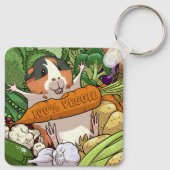 Schattige Guinee Pig 100% Veggie Wortel Cartoon Sleutelhanger (Achterkant)