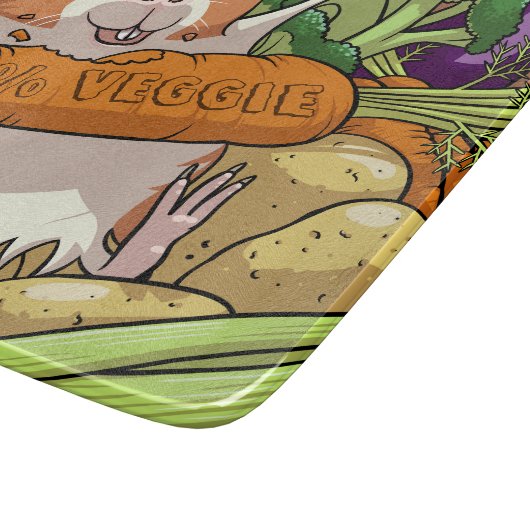 Schattige Guinee Pig 100% Veggie Wortel Cartoon Snijplank (Hoek)