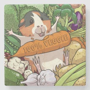 Schattige Guinee Pig 100% Veggie Wortel Cartoon Stenen Onderzetter