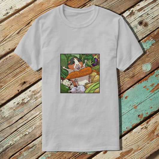 Schattige Guinee Pig 100% Veggie Wortel Cartoon T-shirt