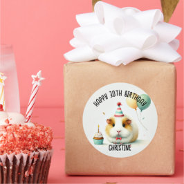 Schattige Guinee Pig Verjaardagsfeest Voordelen Ronde Sticker