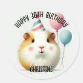 Schattige Guinee Pig Verjaardagsfeest Voordelen Ronde Sticker (Voorkant)