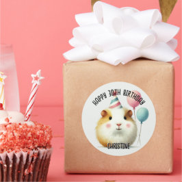 Schattige Guinee Pig Verjaardagsfeest Voordelen Ronde Sticker