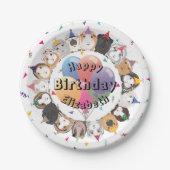 Schattige Guinee Pigs & Balloons Verjaardagspapier Papieren Bordje (Voorkant)