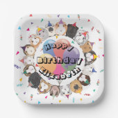 Schattige Guinee Pigs & Balloons Verjaardagspapier Papieren Bordje (Voorkant)