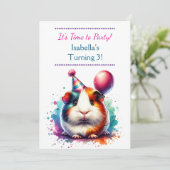 Schattige Guinee Varken Thema Meisje Verjaardagsfe Kaart (Staand voorkant)