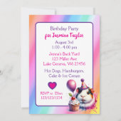 Schattige Guinee Varken Thema Meisje Verjaardagsfe Kaart (Achterkant)