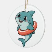Schattige Haai Baby Met Drijver | Kinderen Keramisch Ornament (Links)