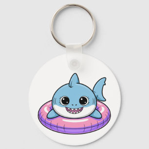 Schattige Haai Baby Met Drijver Kinderen Sleutelhanger