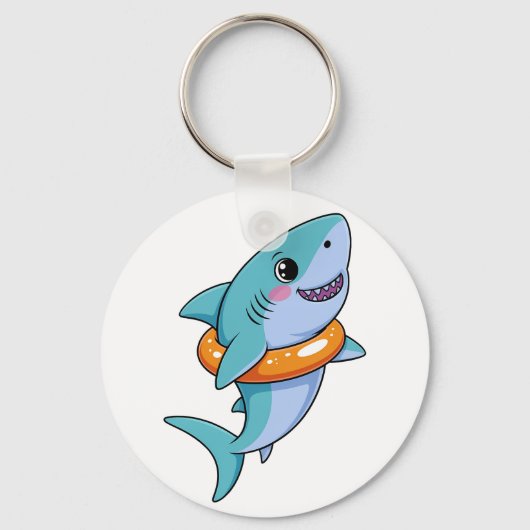 Schattige haai baby met vlot | Kinderen Sleutelhanger (Voorkant)
