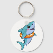Schattige haai baby met vlot | Kinderen Sleutelhanger (Achterkant)