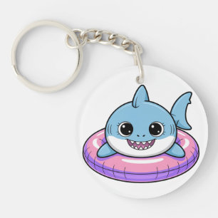 Schattige haai baby met vlot Kinderen Sleutelhanger