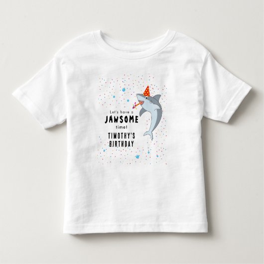 Schattige haai in de oceaan kinderverjaardagsfeest kinder shirts (Voorkant)