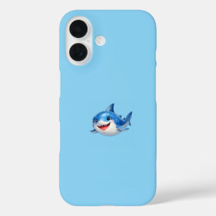 Schattige haai met grote ogen Gelukkig oceandier I iPhone 16 Hoesje