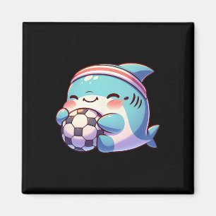 Schattige Haai Voetbalspeler Kawaii Voetbal Atleet Magneet
