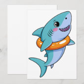 Schattige haaienbaby met vlot | Kinderen Bedankkaart (Voorkant / Achterkant)