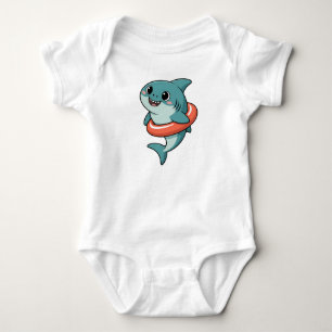 Schattige haaienbaby met vlot romper