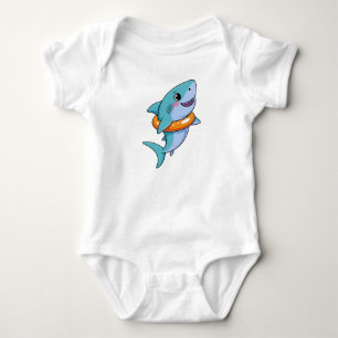 Schattige haaienbaby met vlot romper