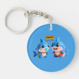 Schattige Haaienfamilie 3D Cartoon Karakter Kawaii Sleutelhanger