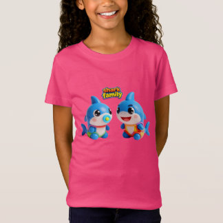 Schattige Haaienfamilie 3D Cartoon Karakter Kawaii T-shirt