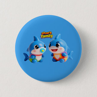 Schattige Haaienfamilie 3D Cartoon Personage Kawai Ronde Button 5,7 Cm