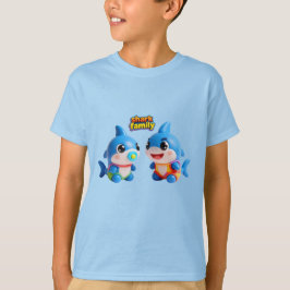 Schattige Haaienfamilie 3D Cartoon Personage Kawai T-shirt