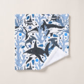 Schattige haaienpatroon Badhanddoekset Bad Handdoek (Wasdoekje)