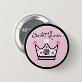 Schattige Haak Koningin Gift Ronde Button 5,7 Cm (Voorkant /achterkant)