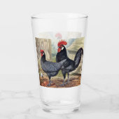 Schattige  haan hen Landglas Glas (Achterkant)