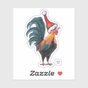 Schattige haan in een kerstmuts sticker