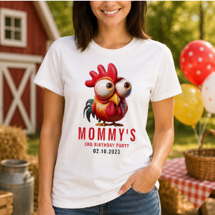 Schattige Haan Karikaturen 3e Verjaardagsfeestje T-shirt