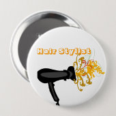 Schattige haardroger bloemen bloemen bloemen ronde button 4,0 cm (Voorkant /achterkant)