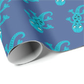 Schattige Hagedis Gecko Blauwe Kinderen Cadeaupapier (Rol Hoek)